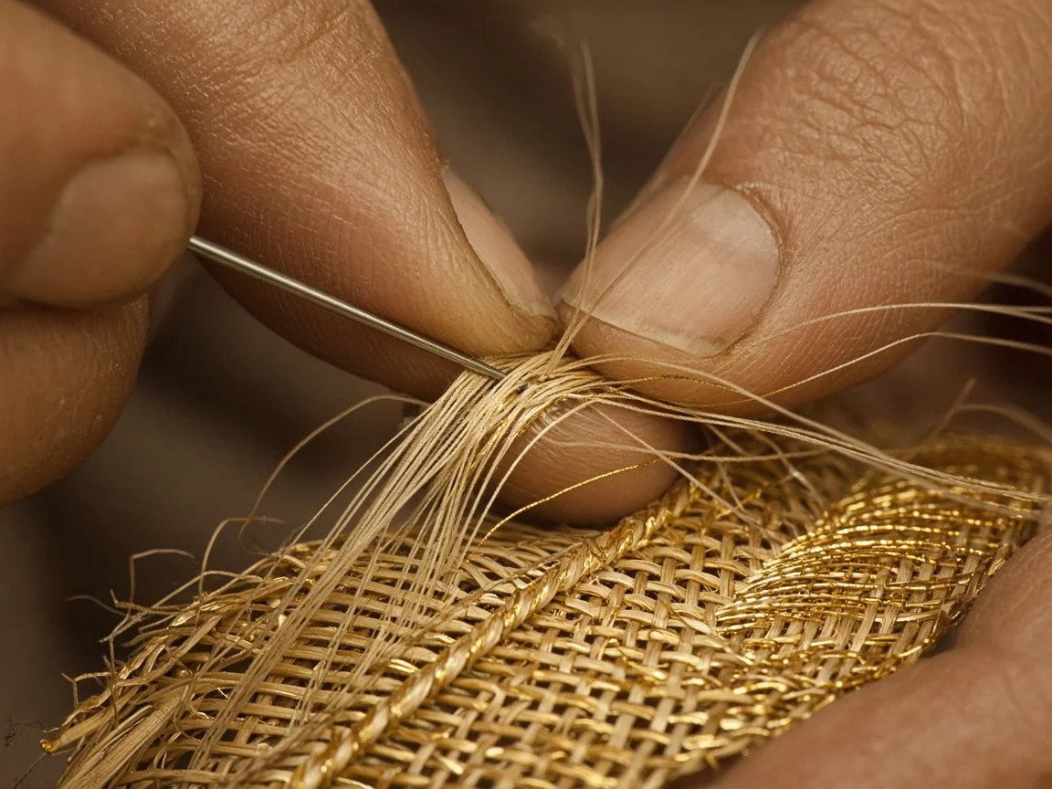 Artisan micro-weaving with fine palm filaments